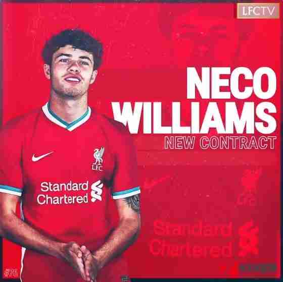 尼科-威廉姆斯,利物浦与年轻的右后卫尼科-威廉姆斯续签了一份长约
