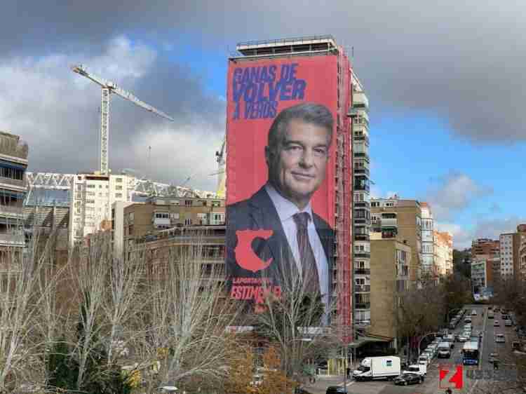 拉波尔塔谈在马德里张贴竞选海报：自己希望能够让巴萨再次压制皇马