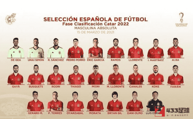 西班牙国家队名单,西班牙国家队,西班牙国家队名单公布，将对战三场世界杯预选赛