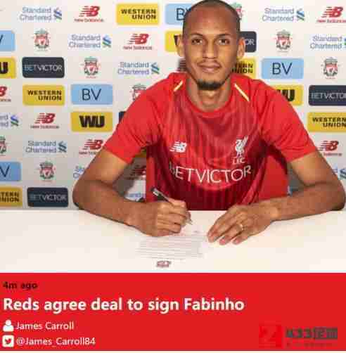利物浦签法比尼奥,利物浦,法比尼奥,利物浦签下法比尼奥，签署了一份为期5年的合同