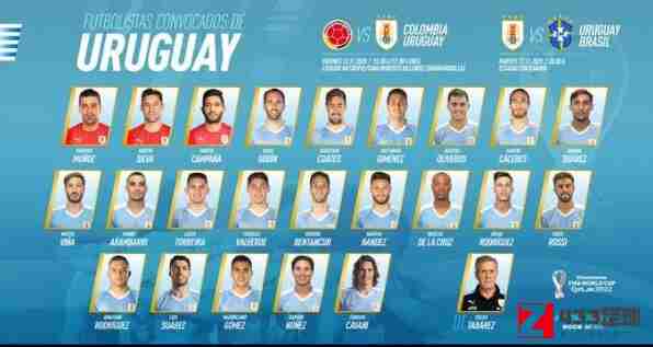 乌拉圭足球国家队,乌拉圭足球国家队大名单,乌拉圭足球国家队大名单公布：戈麦斯、努内斯在列
